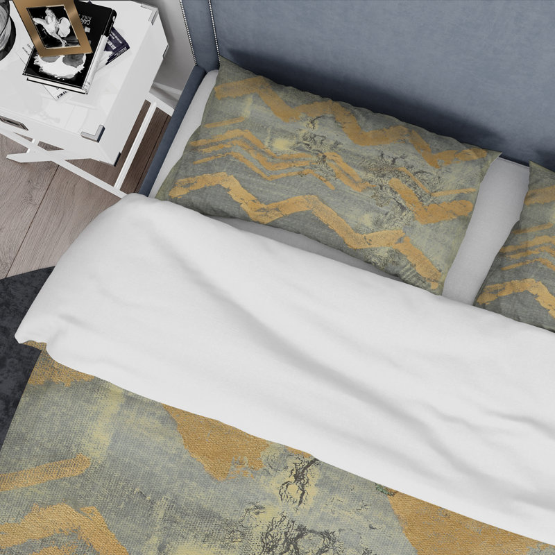 Glam Metallic Form III - Ensemble de housse de couette moderne et transitionnel - Microfibre de polyester