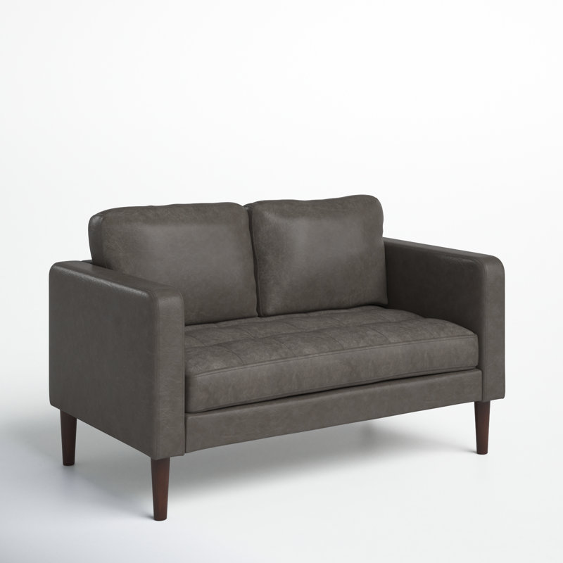 Causeuse à accoudoirs carrés en similicuir 54,72 po Jordy, Gris