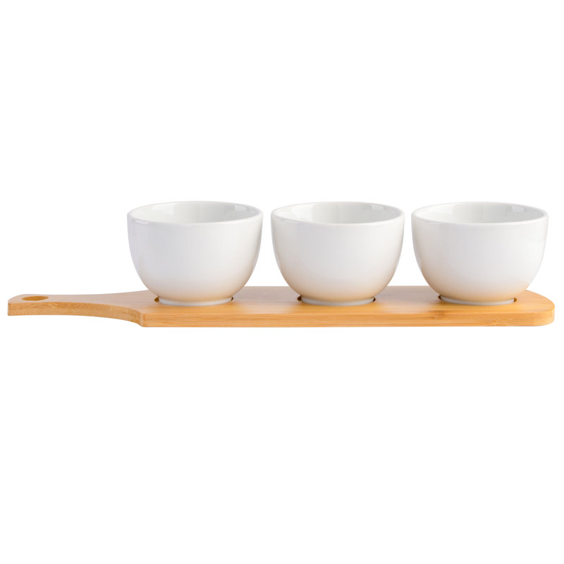 Ensemble de 3 bols à friandises Gibson Home avec plateau en bambou