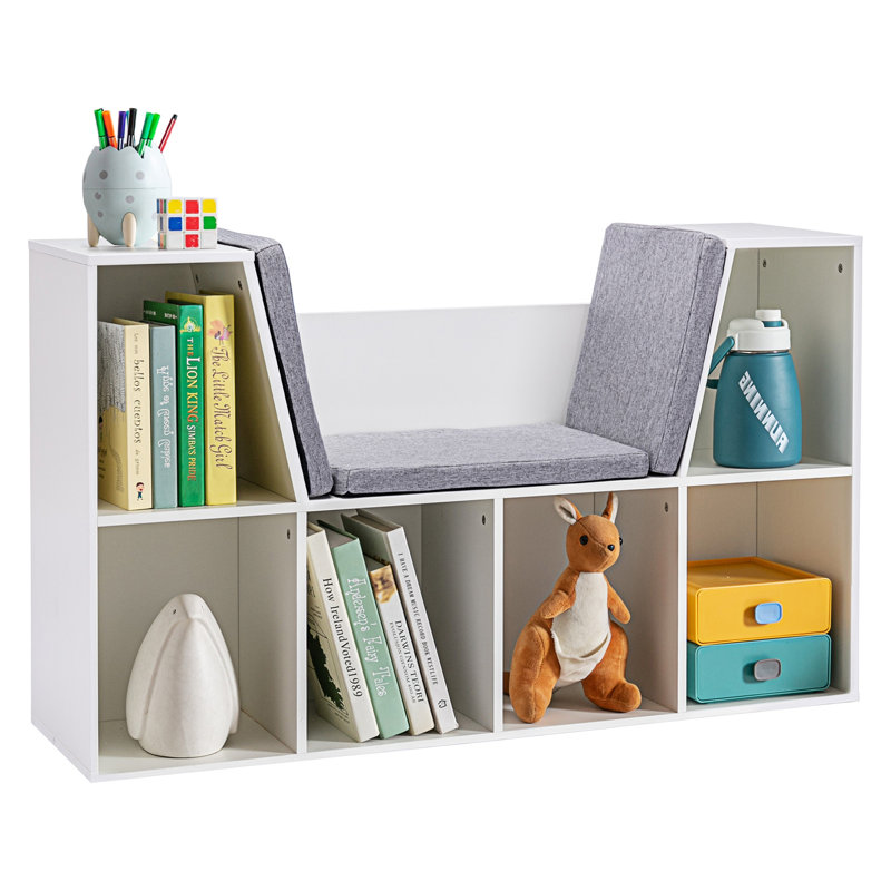 Bibliothèque pour enfants avec coin lecture et siège rembourré HOMcom, White