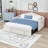 Twin Size Upholstered Daybed with Twin Trundle, Charging Station and Side Pockets-700732791