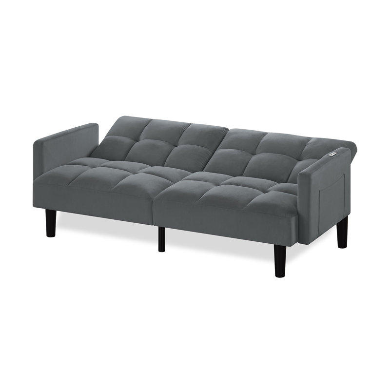 Futon Couch, Convertible Folding Sofa Bed, Gray