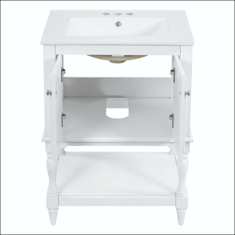 Meuble-lavabo moderne 24 po avec tablette ouverte