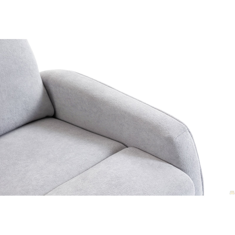 Short Plush Manual Button Armchair Sofa, Gray