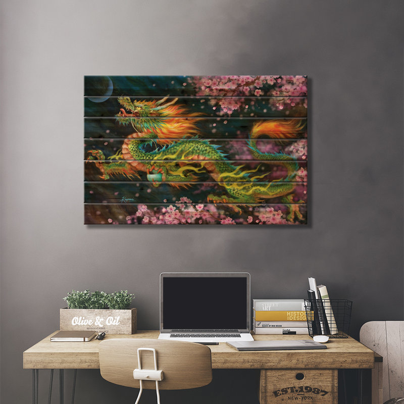 «Dragon Spirit On Wood» par Kayomi Harai, reproduction, H 18 po x l 26 po x P 1,5 po