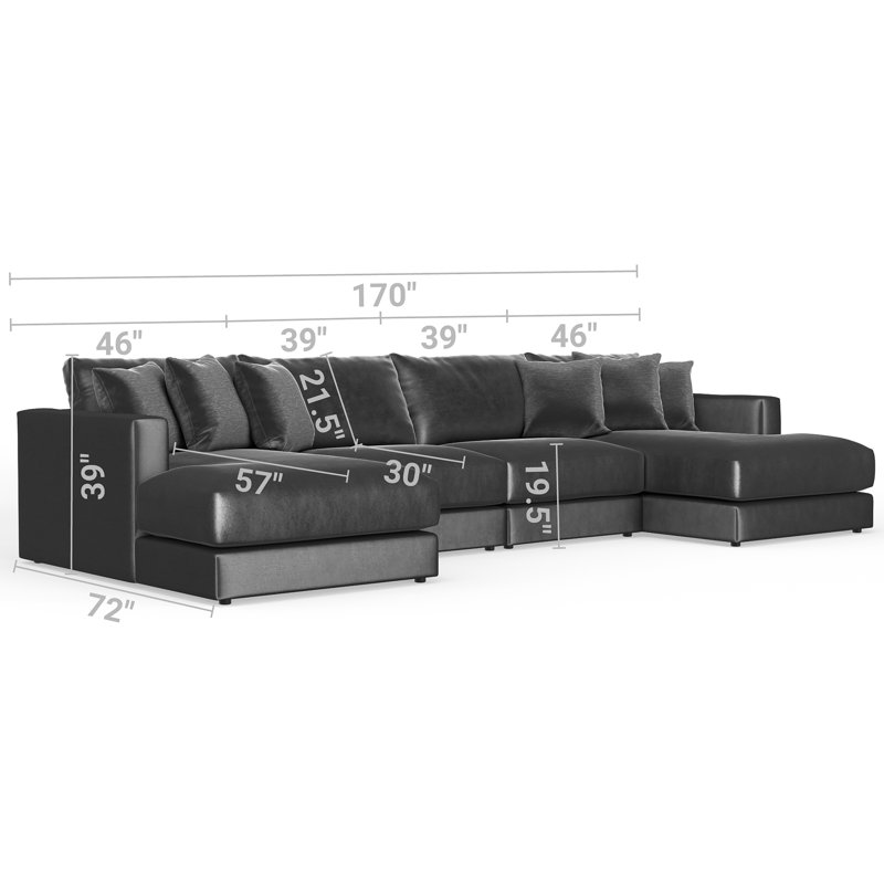 Nyrie 4-piece Modular Double Chaise Sectional, Green Polyester