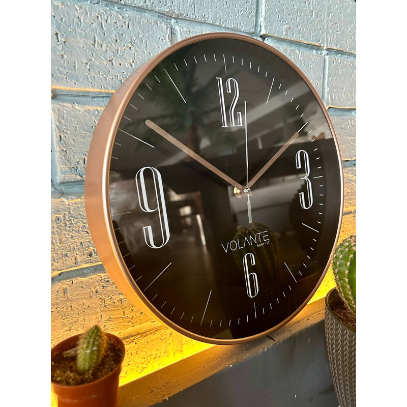 Bronze Decorative Wall Clock, 11.8 Inches Diameter | 100% Plastic Body, Real Glass Cover, Thickness: 1.8 Inches | Elegant Design for Home & Office Décor, Perfect for Living Room or Kitchen Wall Display
