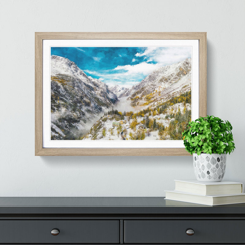 Mountain View in France - Picture Frame Photograph Print, Oak Framed, 45cm H x 63cm W x 2cm D