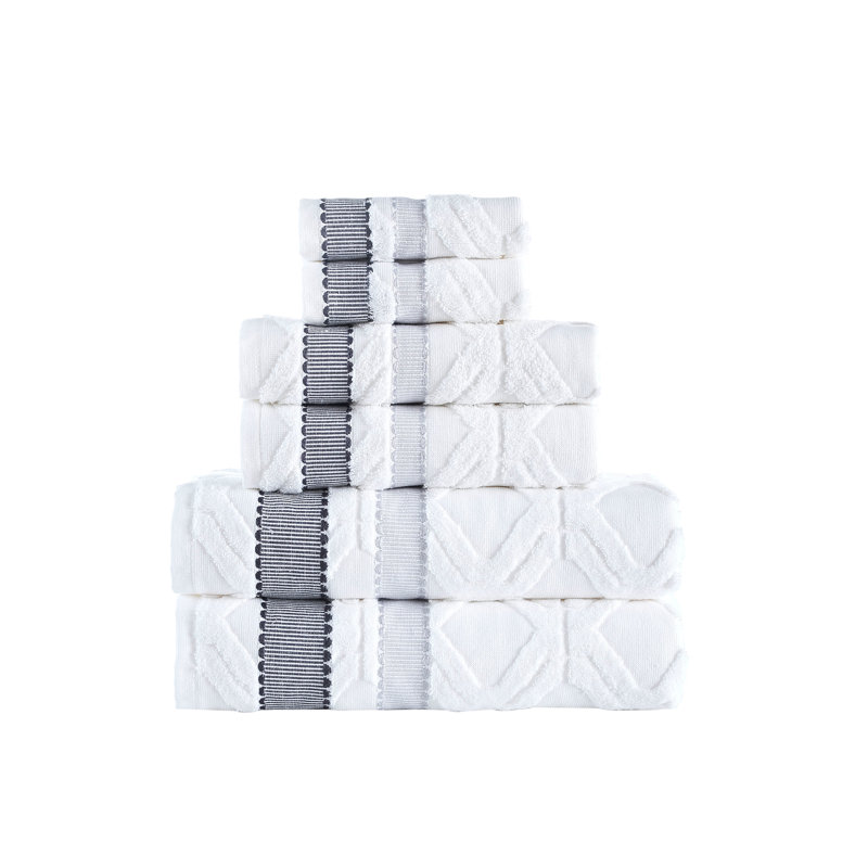 Turkish Cotton Plush Jacquard Mulit-Size Set, White