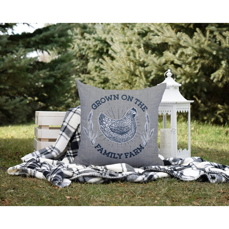 Coussin intérieur / extérieur Rusty Farm House, L 19 po x H 19 po, gris