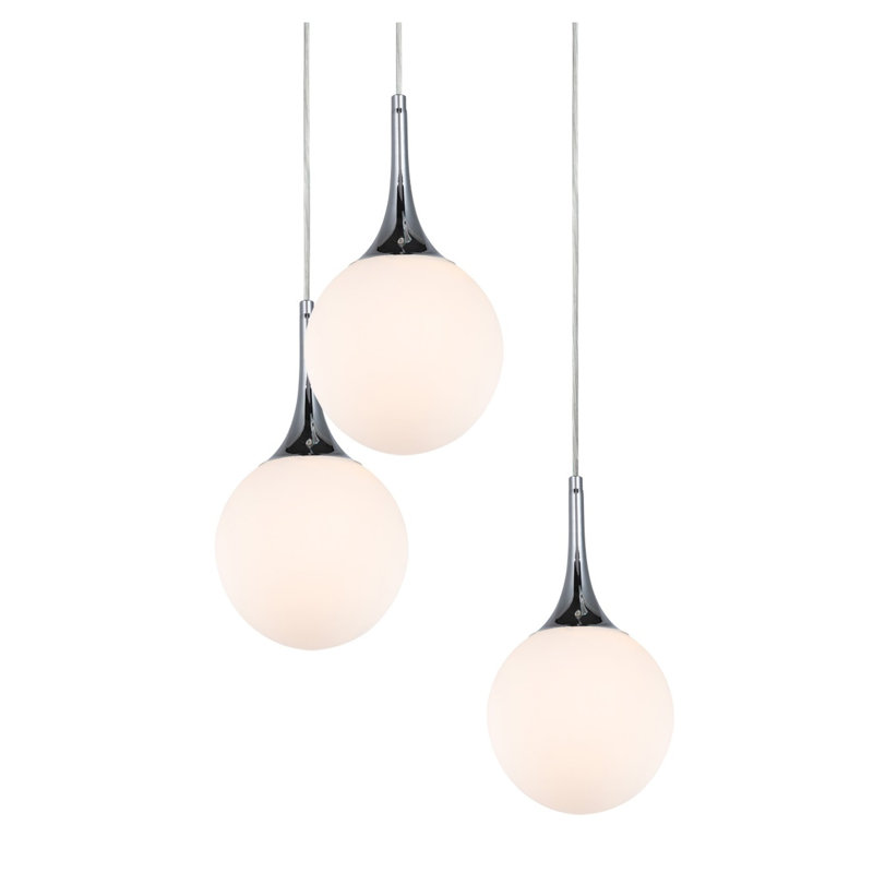 Luminaire suspendu en grappe 5 lumières Ovellette, Chrome / Bronze