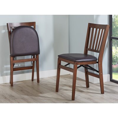 Chaise pliante Stakmore School House, structure en noyer avec cuir reconstitué espresso