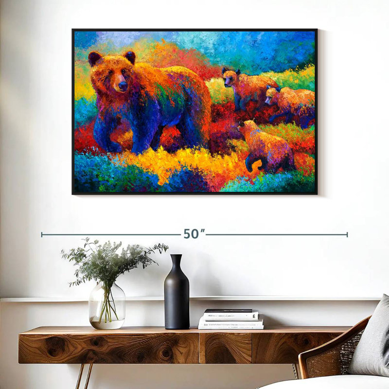 Famille Grizz, Cadre flottant noir, 40 po x 27 po