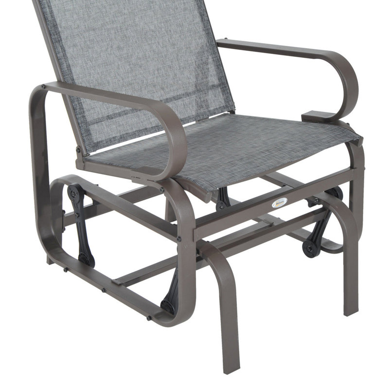 Fauteuil oscillant d'extérieur - 28 po, eau, capacité de charge de 352 lb, structure en acier gris pour siège de patio gris, berçant en douceur