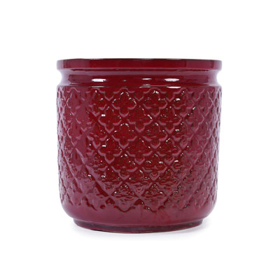 Modern Bean Paste Red Ceramic Flowerpots For Outdoor Spaces - With Root- Drainage 3 Garden Frost- And Glossy Finish