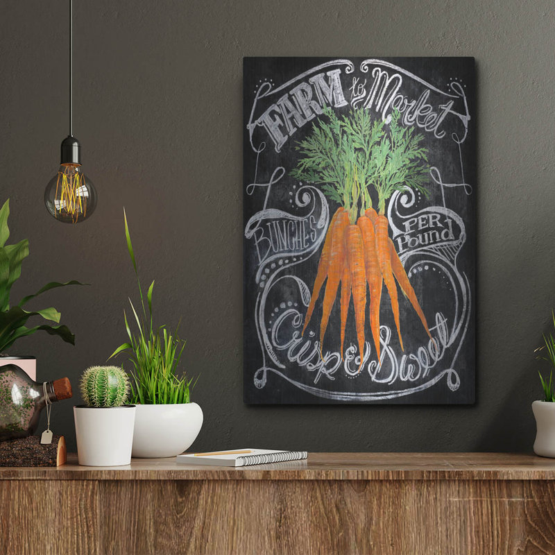  «Chalkboard Carrots» par Art Licensing Studio, art mural en métal, 12 po x 16 po, H 16 po x l 12 po