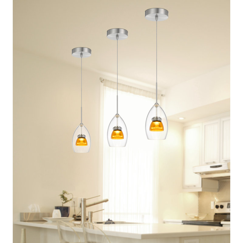 Luminaire suspendu conique à 1 lumière Lambdin, Transparent