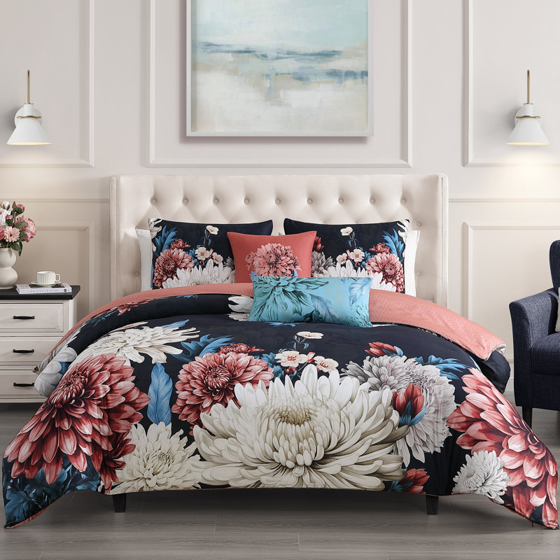 Ensemble d'édredon réversible 100% satin de coton Bebejan, Édredon de très grand lit et 4 pièces additionn