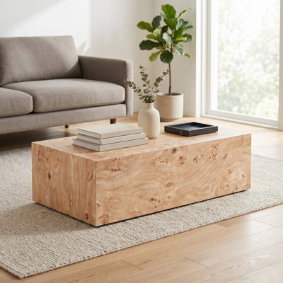 Wabi-Sabi MDF Modular Coffee Table Set with Natural Wood-Grain Finish