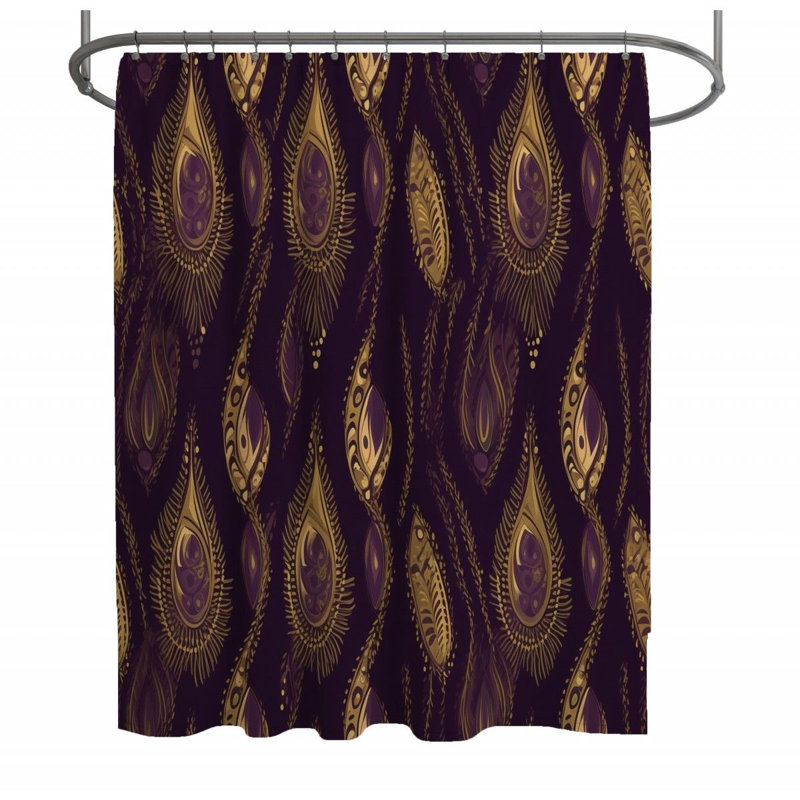 Rideau de douche à motif cachemire - Décoration de salle de bain abstraite, H 93 po x l 70 po