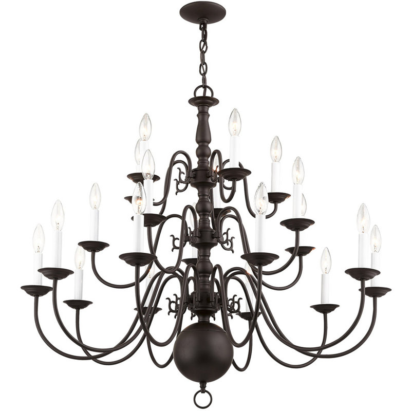 Lustre classique à 20 lumières de style bougie, Bronze
