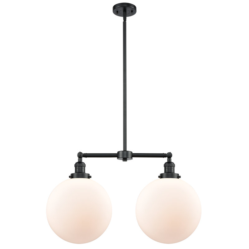 2 - Light Kitchen Island Pendant, Matte White, Oil Rubbed Bronze