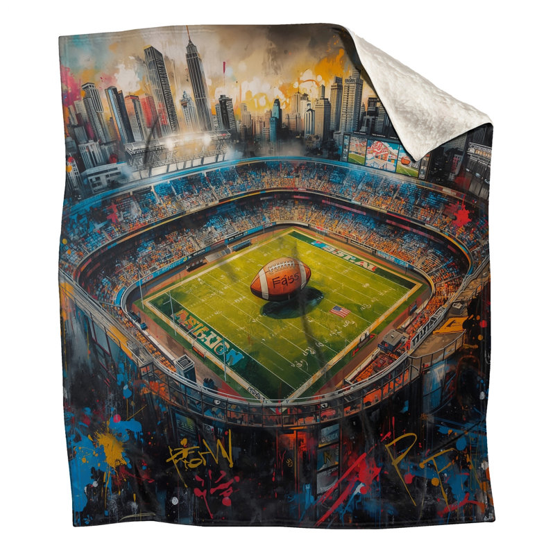Couvertures Cityscape Football Stadium, L 60 po x H 80 po
