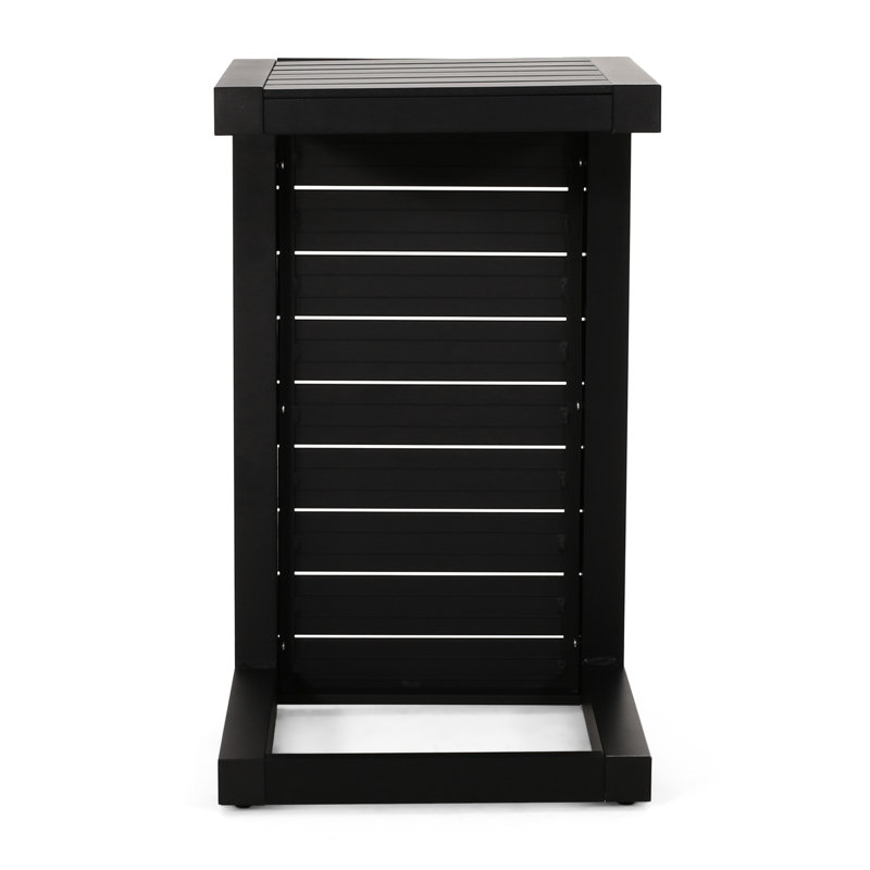 Table d'appoint d'extérieur, fabriquée en aluminium, matériau de surface noir mat, finition