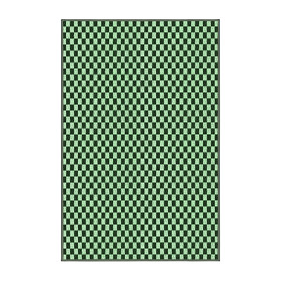 Tapis vert en laine à carreaux Dulin