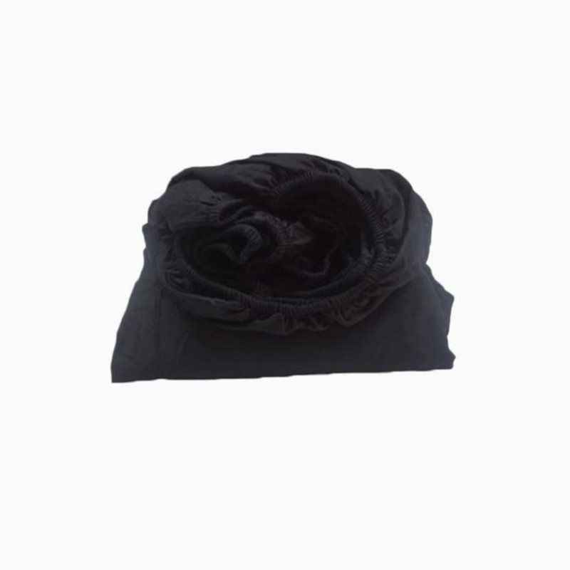 400TC Sateen Solid Cotton Fitted Sheet Fits Upto 20" Deep Pocket, Twin Fitted Sheet, Black