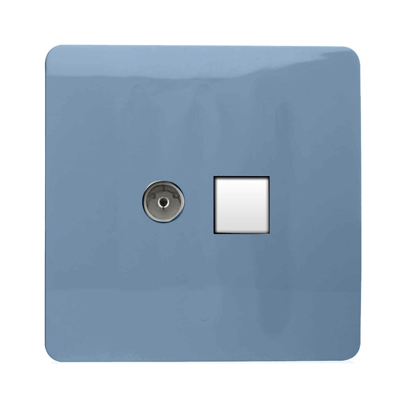 Trendi Switch 2 Gang Female TV Co-Axial & Telephone Sockets, Sky