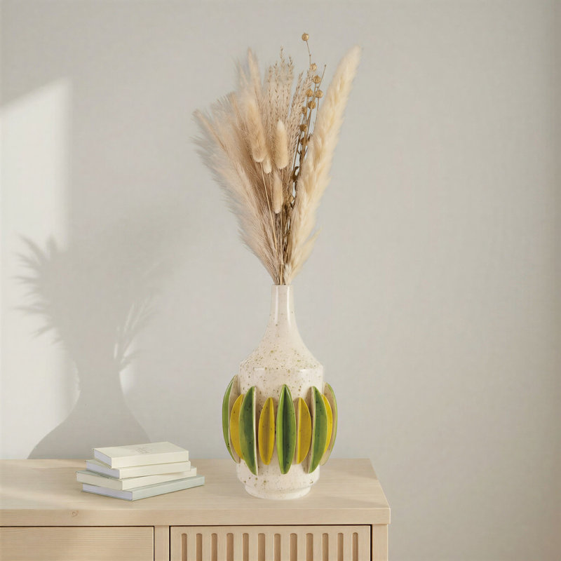 Handmade Speckled Stoneware Vase with 3D Pleats