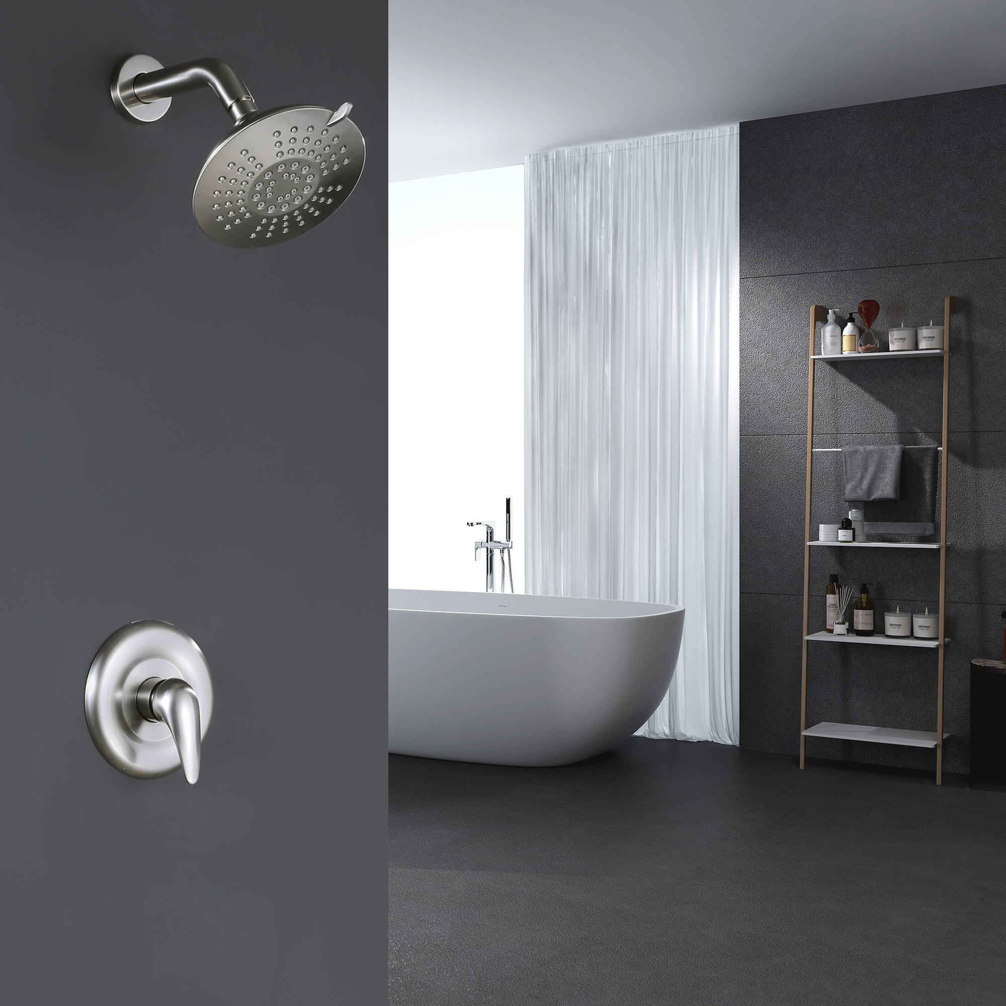 Designer Collection Bathroom Brass 5 Functions Shower Combo Set With ...