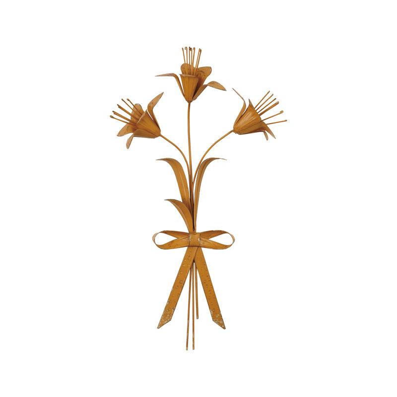 Matte Mustard Iron Flower Wall Art