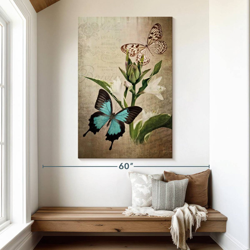 Brampt papillon botanique III, H 51 po x l 34 po