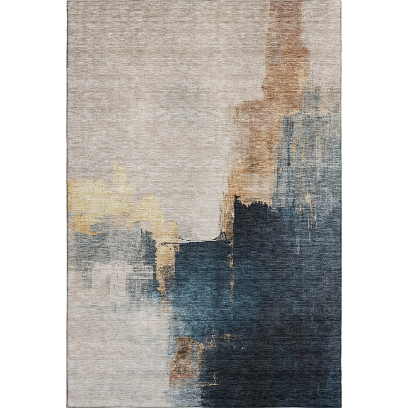 Premium Machine Washable Dahl AMF1071 Abstract Rug, Rectangle 9' x 12'