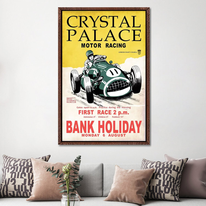 Crystal Palace Racing II by Mark Rogan - Print on Canvas, 152.4cm H x 101.6cm W x 3.81cm D, Classic Brown Wood Framed