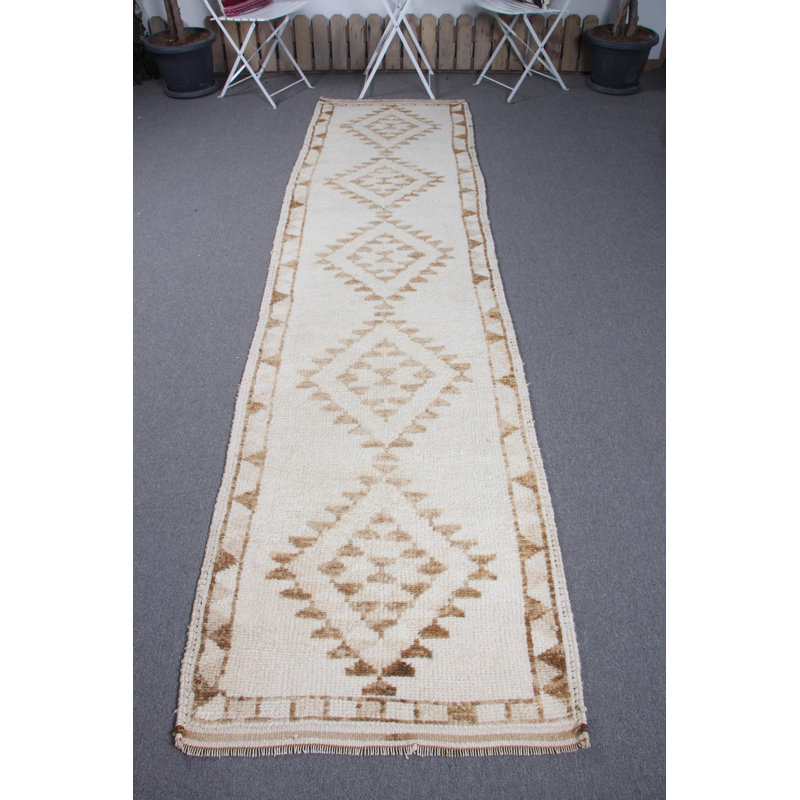 Tapis turc antique en laine Herki - parfait pour les couloirs et les couloirs