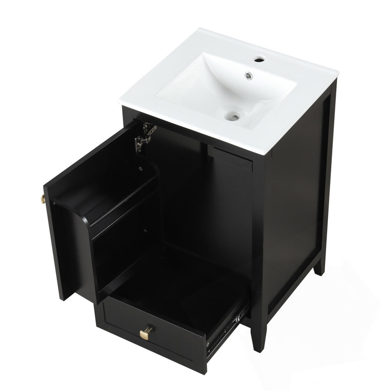 Meuble-lavabo 20 po avec lavabo, Noir