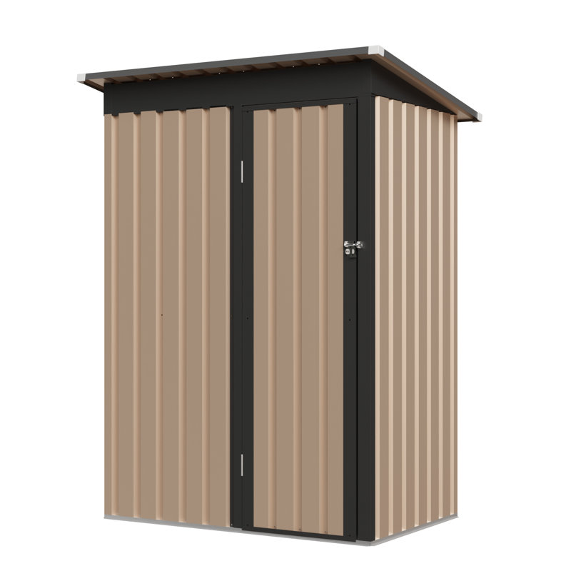 Abri de jardin en métal 4,27 pi x 2,42 pi 5 x 3 pi avec porte à charnière, métal galvanisé à haute résistance, espace pour l'équipement et les outils