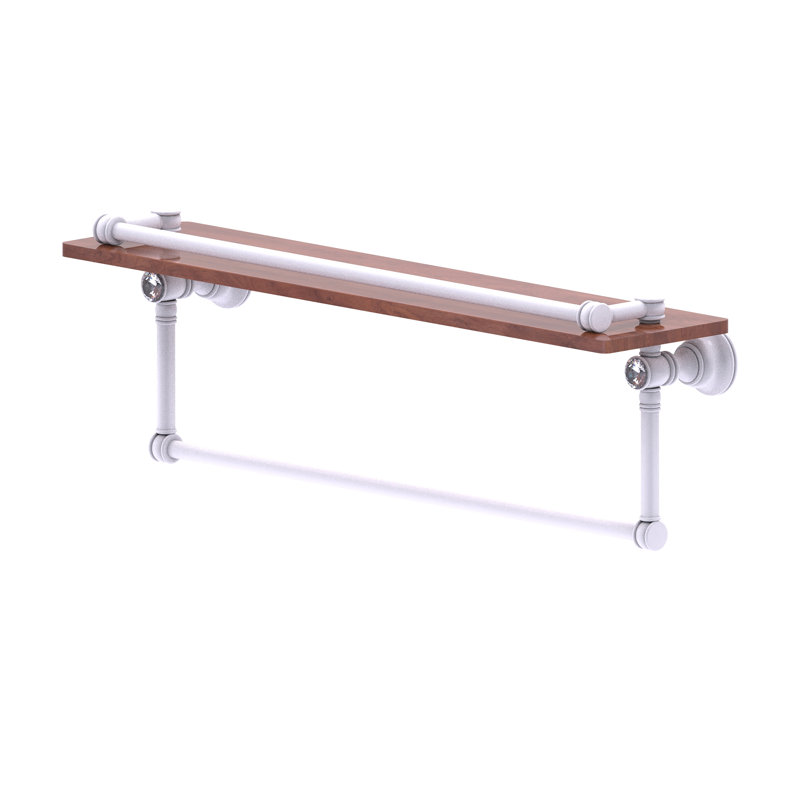 Freyja Ironwood Bracket Shelf with Towel Bar, Matte White, 5.54" H x 22" W x 7.4" D