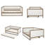 Lit de jour double avec lit gigogne simple - capacité de 600 lb, structure en bois - revêtement en lin blanc