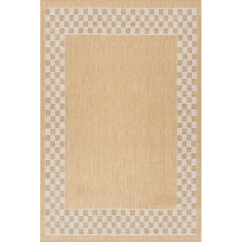 Larelle Indoor/Outdoor Checkered Area Rug, Rectangle 4' x 6', Ivory
