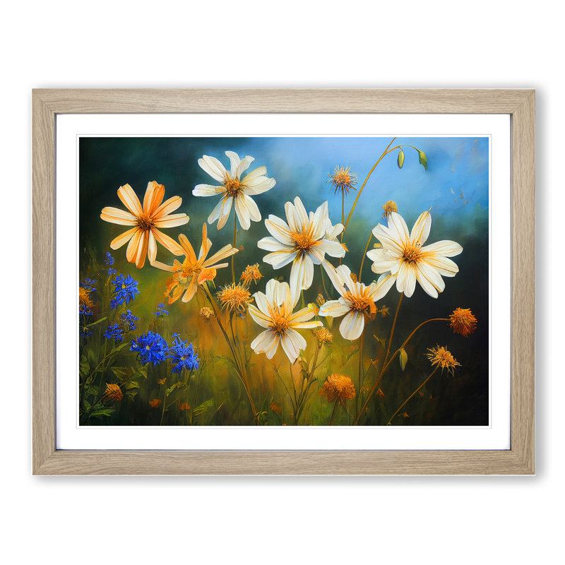 Ethereal Wildflowers Floral - Framed Print, 25cm H x 34cm W x 2cm D, Oak