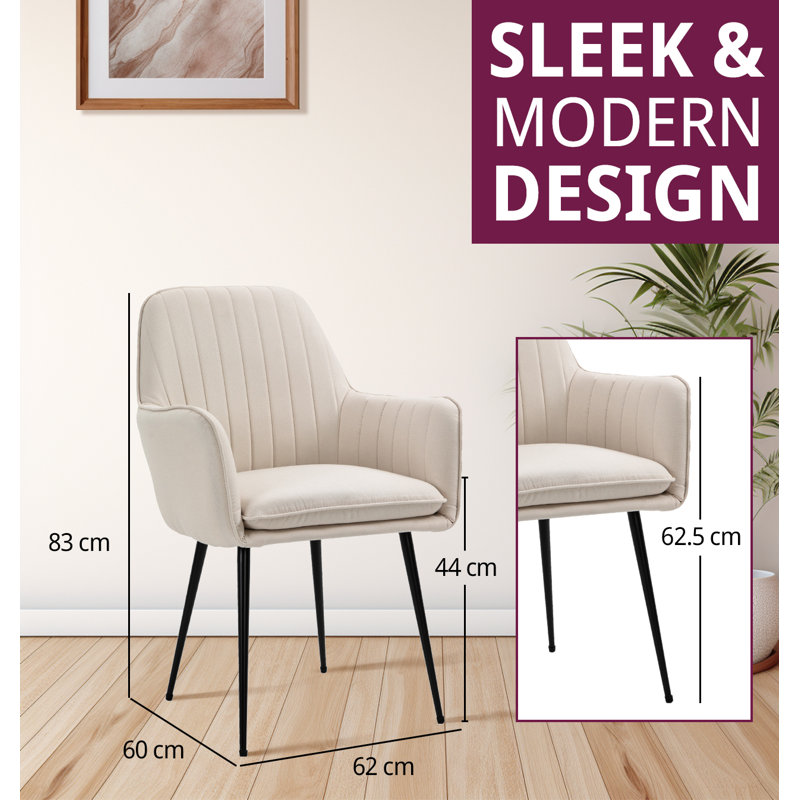 Beaury Fabric Armchair in Cream