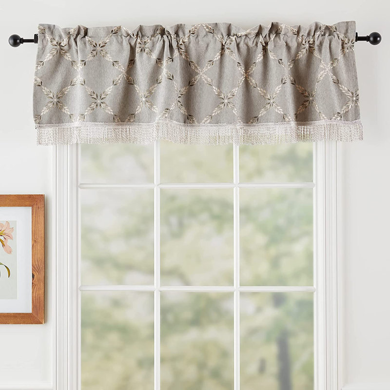 Geometric Tailored Decorative Window Treatment Rod Pocket Curtain Straight Valance