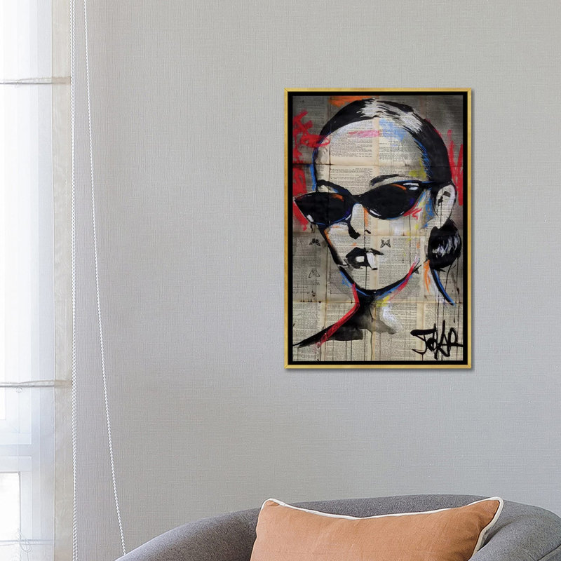« Beatnik flair » par Loui Jover-impression d’art graphique, Pas de tapis, H 26 po x l 18 po x P 1,5 po, Toile encadrée d'or