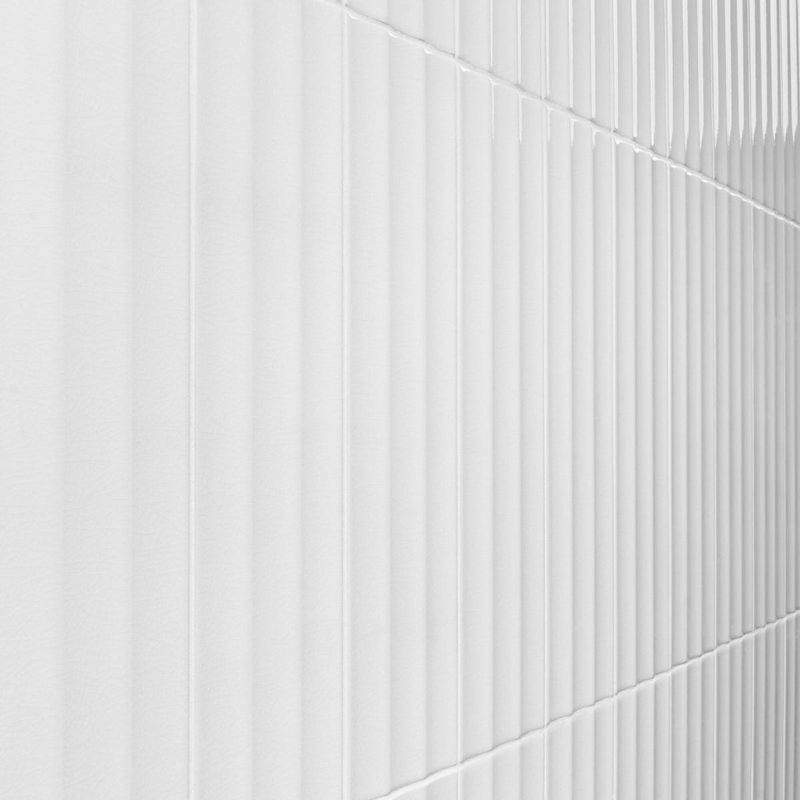 Colorplay Fluted 4.5x18 3D Crackled Glossy Ceramic Tile, White