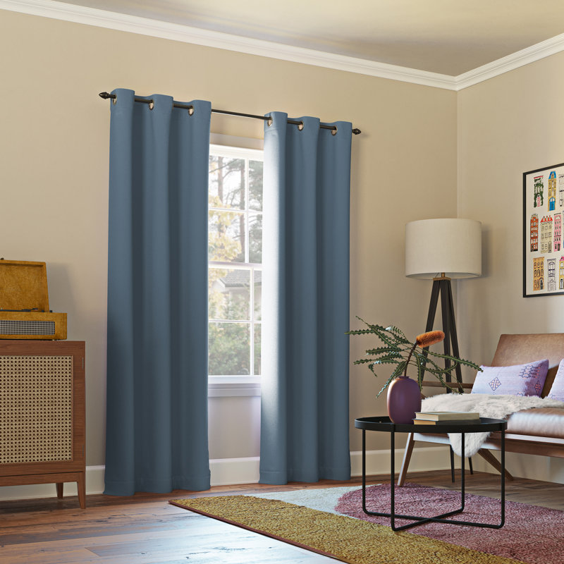 Panneau de rideau occultant avec œillets Burrier Wayfair Basics, Bleu denim, L 40 po x L 54 po