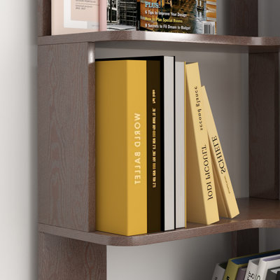 Bibliothèque de coin autoportante en forme de L, bibliothèque en bois avec anti-chute et dispositif anti-basculement, tablette de présentation pour bureau personnel